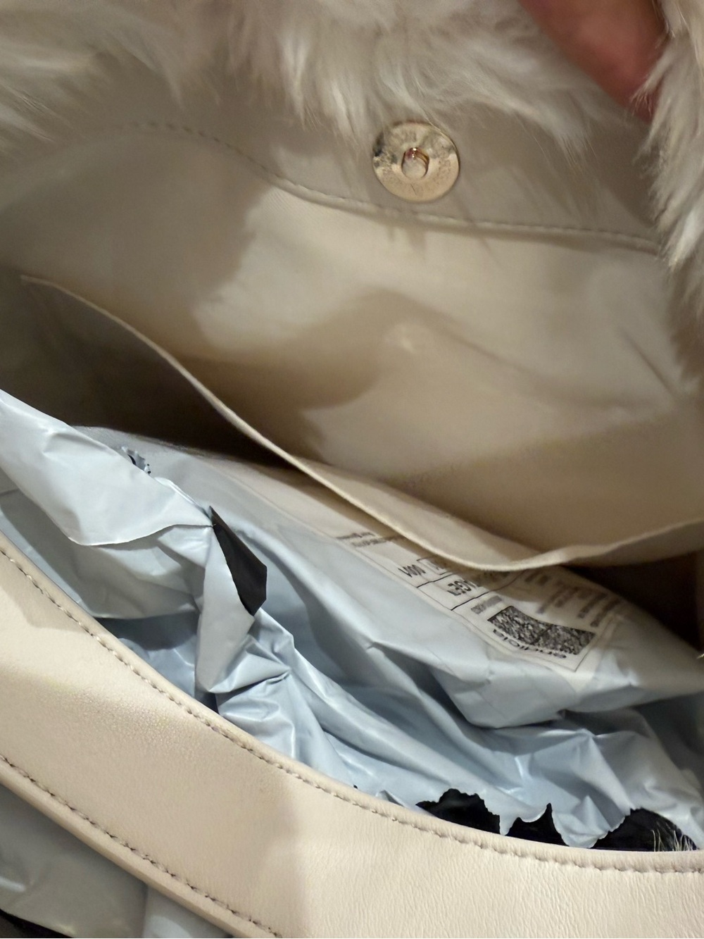 New with tags - Anthropologie Faux Fur Slouchy Bucket Tote Bag - Picture 7 of 7